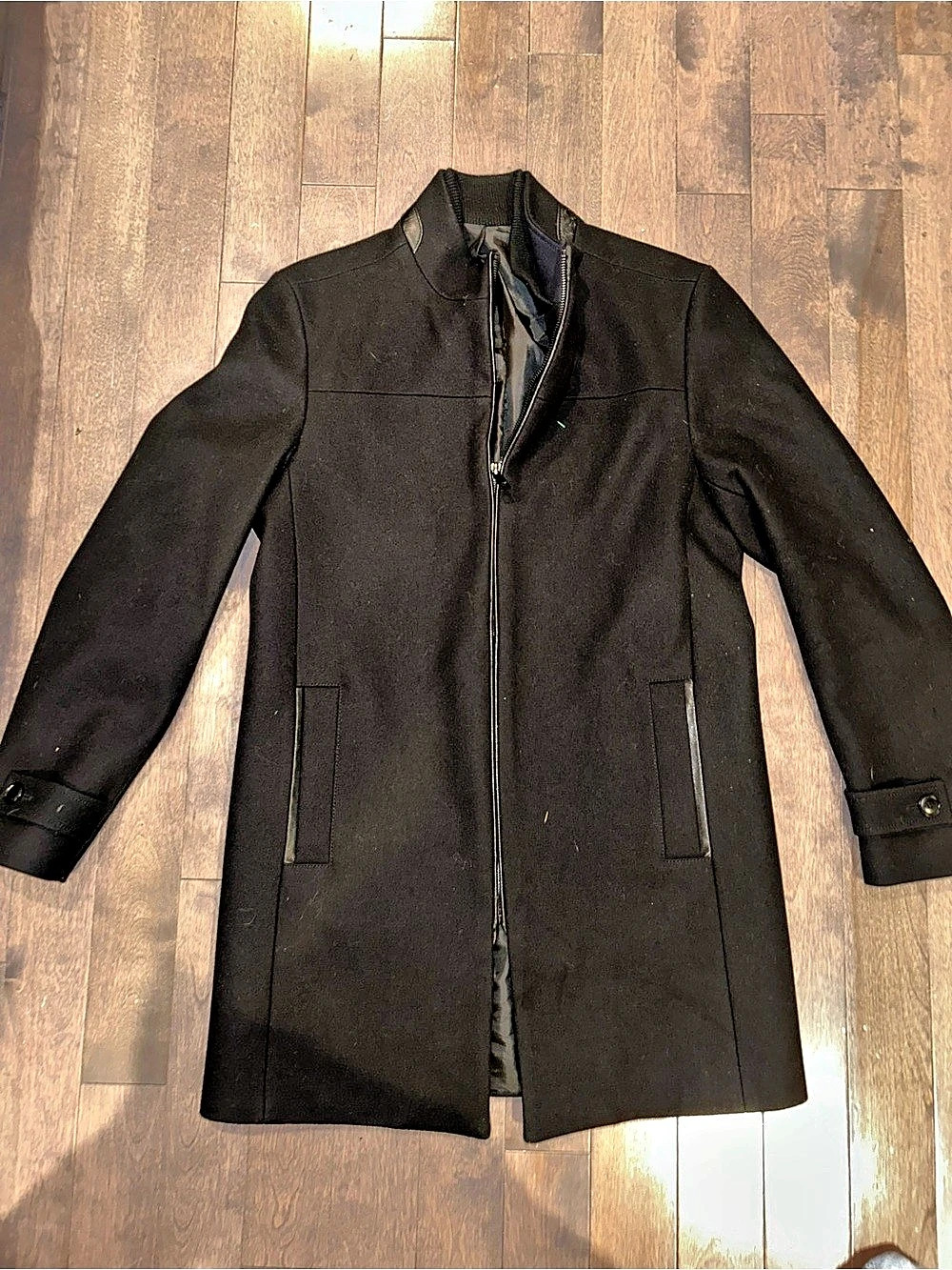 Zara Man Men's Black Wool Blend Coat